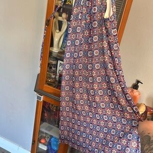 Beige by eci Blue and White Patterned Dress